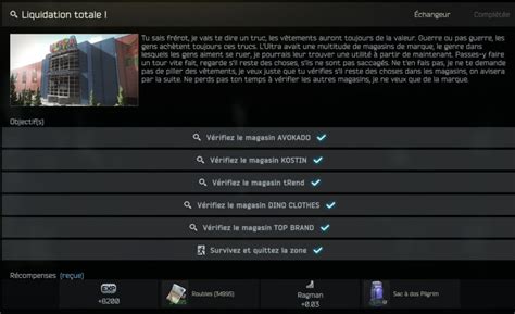 (eft) Liquidation totale quête [Guide/FR] .